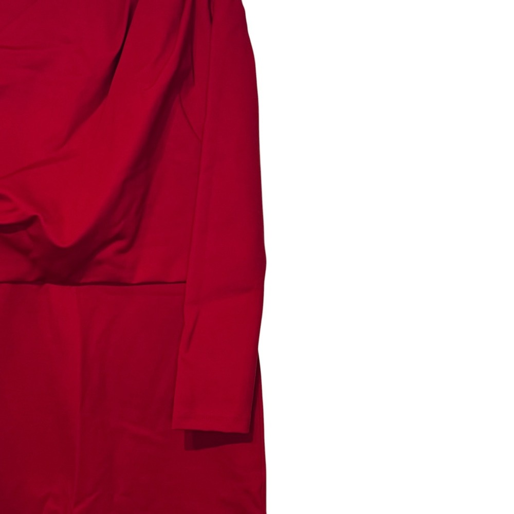 Chloe Kristyn Women's Dress Bianca Ponte‎ Pleated Long Sleeve Stretch Red Medium - Picture 4 of 7